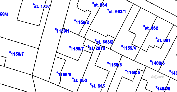 Parcela st. 2810 v KÚ Třebechovice pod Orebem, Katastrální mapa