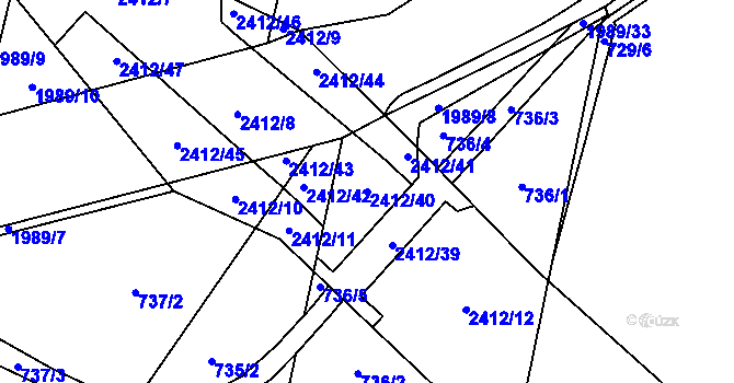 Parcela st. 2412/40 v KÚ Třebechovice pod Orebem, Katastrální mapa