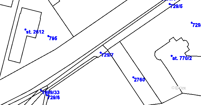 Parcela st. 729/7 v KÚ Třebechovice pod Orebem, Katastrální mapa
