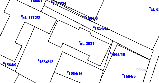Parcela st. 2831 v KÚ Třebechovice pod Orebem, Katastrální mapa