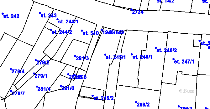 Parcela st. 245/1 v KÚ Třebechovice pod Orebem, Katastrální mapa