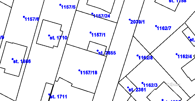 Parcela st. 2855 v KÚ Třebechovice pod Orebem, Katastrální mapa