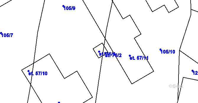 Parcela st. 76/1 v KÚ Třebějice, Katastrální mapa