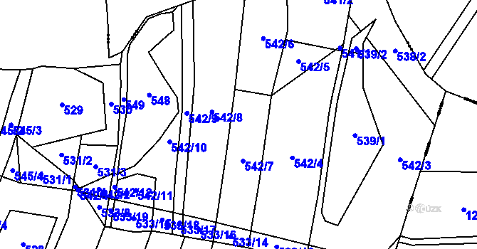 Parcela st. 542 v KÚ Třebějice, Katastrální mapa