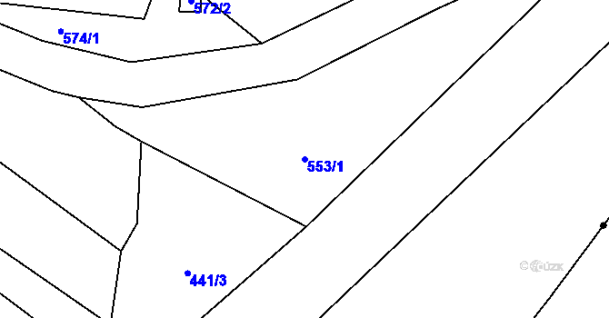 Parcela st. 553/1 v KÚ Třebějice, Katastrální mapa