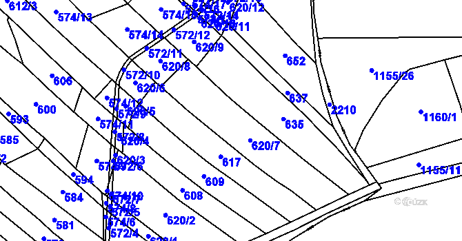 Parcela st. 620 v KÚ Třebějice, Katastrální mapa