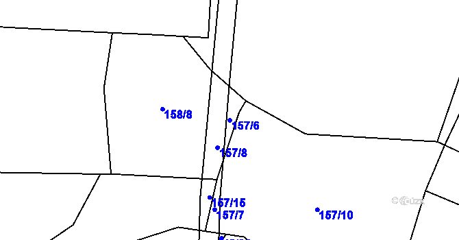 Parcela st. 157/6 v KÚ Třebějice, Katastrální mapa