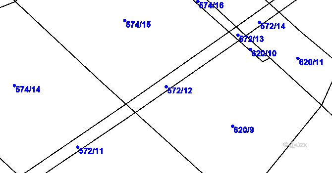 Parcela st. 572/12 v KÚ Třebějice, Katastrální mapa