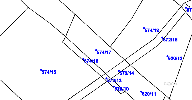 Parcela st. 574/17 v KÚ Třebějice, Katastrální mapa