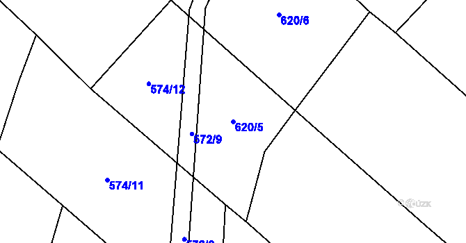 Parcela st. 620/5 v KÚ Třebějice, Katastrální mapa