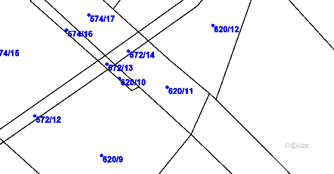 Parcela st. 620/11 v KÚ Třebějice, Katastrální mapa