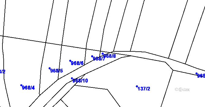 Parcela st. 968/8 v KÚ Třebějice, Katastrální mapa