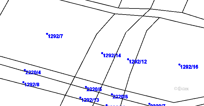 Parcela st. 1292/14 v KÚ Třebějice, Katastrální mapa