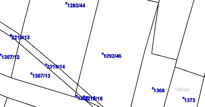 Parcela st. 1292/46 v KÚ Třebějice, Katastrální mapa