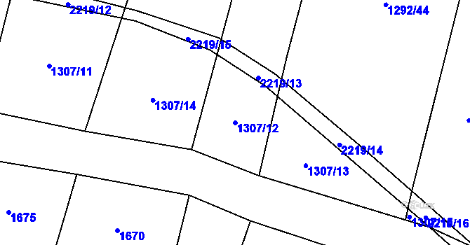 Parcela st. 1307/12 v KÚ Třebějice, Katastrální mapa