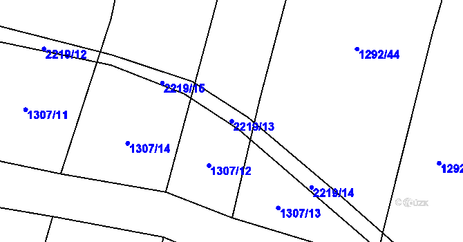 Parcela st. 2219/13 v KÚ Třebějice, Katastrální mapa