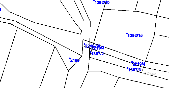 Parcela st. 2219/38 v KÚ Třebějice, Katastrální mapa