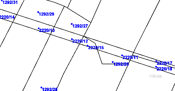 Parcela st. 2220/15 v KÚ Třebějice, Katastrální mapa