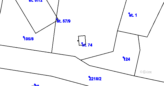 Parcela st. 74 v KÚ Třebějice, Katastrální mapa