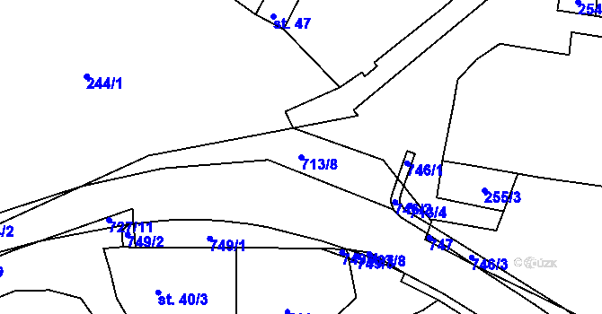 Parcela st. 713/8 v KÚ Rácovice, Katastrální mapa