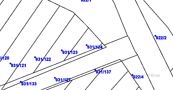 Parcela st. 931/124 v KÚ Třebelovice, Katastrální mapa