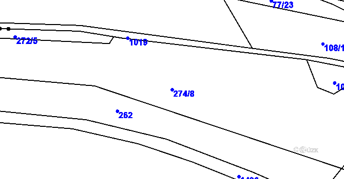 Parcela st. 274/8 v KÚ Třebelovice, Katastrální mapa