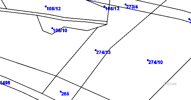 Parcela st. 274/13 v KÚ Třebelovice, Katastrální mapa