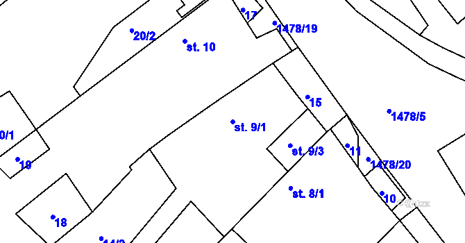 Parcela st. 9/1 v KÚ Třebelovice, Katastrální mapa