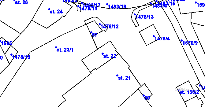 Parcela st. 22 v KÚ Třebelovice, Katastrální mapa