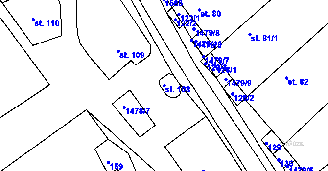 Parcela st. 108 v KÚ Třebelovice, Katastrální mapa