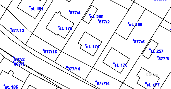Parcela st. 174 v KÚ Třebelovice, Katastrální mapa