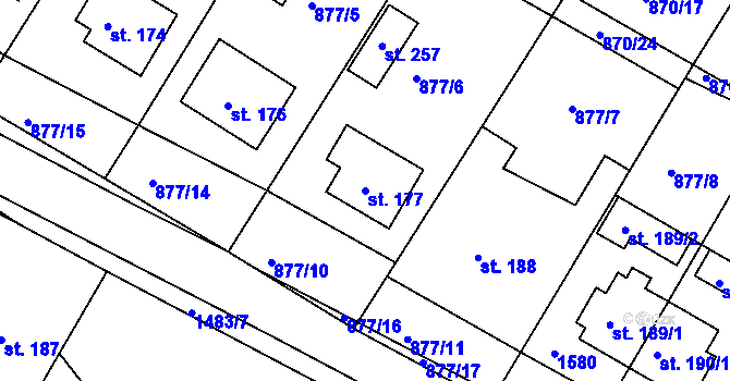 Parcela st. 177 v KÚ Třebelovice, Katastrální mapa