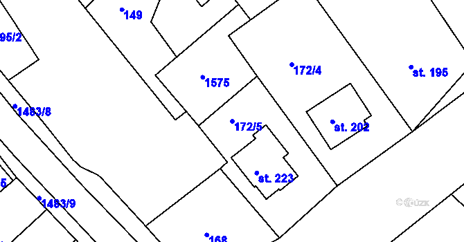 Parcela st. 172/5 v KÚ Třebelovice, Katastrální mapa