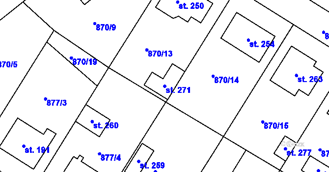 Parcela st. 271 v KÚ Třebelovice, Katastrální mapa