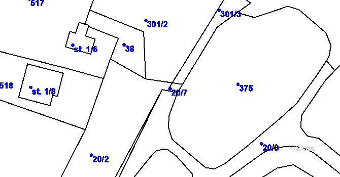 Parcela st. 20/7 v KÚ Chocovice, Katastrální mapa