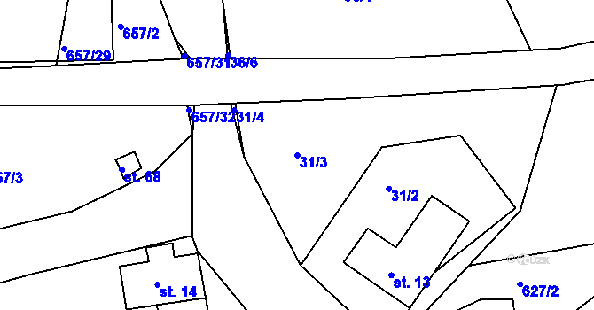 Parcela st. 31/3 v KÚ Nový Drahov, Katastrální mapa