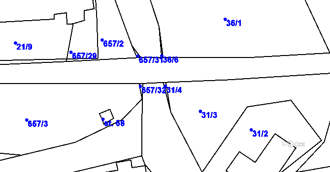 Parcela st. 31/4 v KÚ Nový Drahov, Katastrální mapa