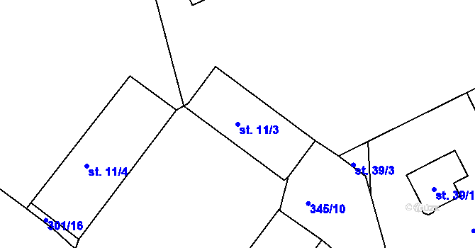 Parcela st. 11/3 v KÚ Třebeň, Katastrální mapa