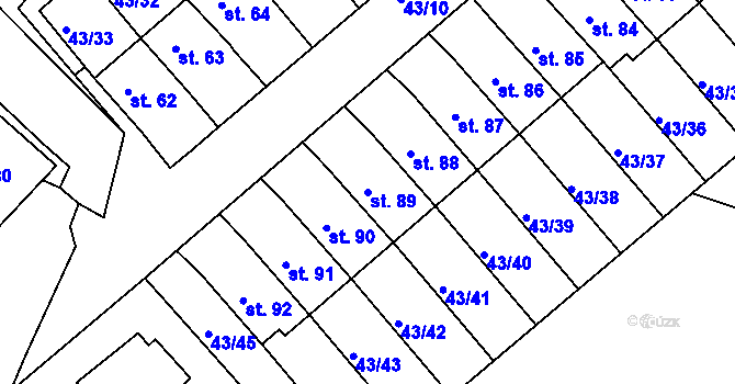 Parcela st. 89 v KÚ Třebeň, Katastrální mapa