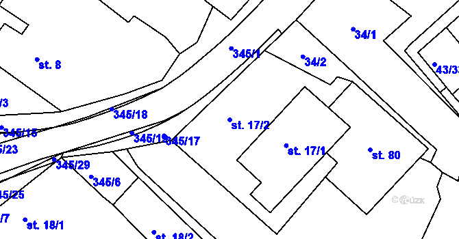 Parcela st. 17/2 v KÚ Třebeň, Katastrální mapa