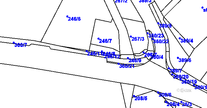 Parcela st. 246/12 v KÚ Třebeň, Katastrální mapa