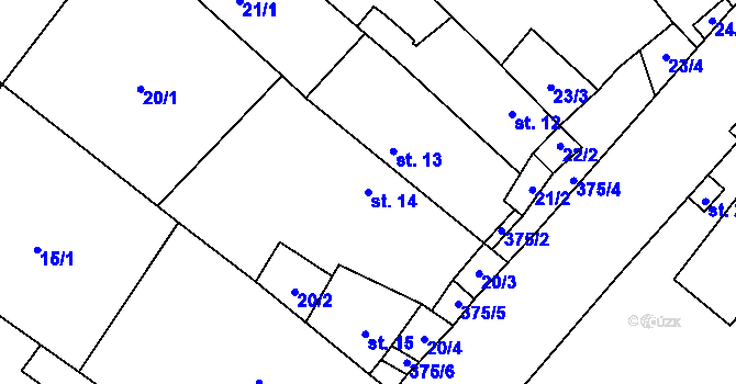 Parcela st. 14 v KÚ Kololeč, Katastrální mapa