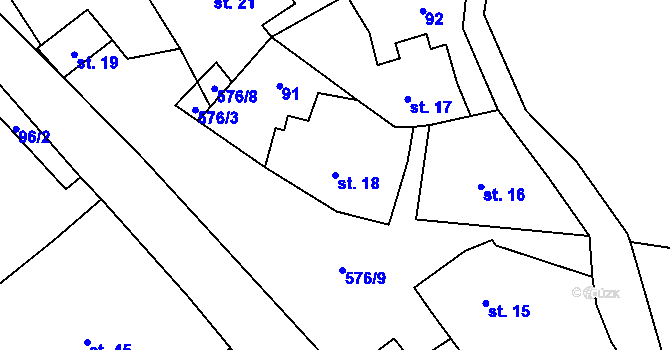 Parcela st. 18 v KÚ Teplá u Třebenic, Katastrální mapa