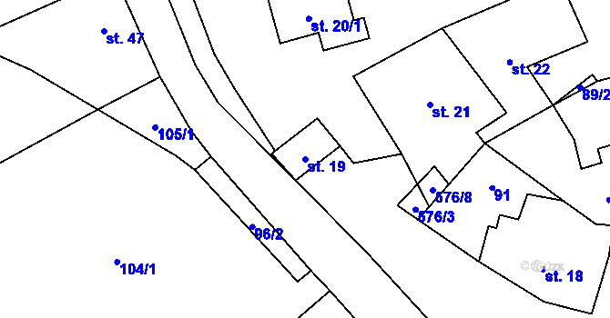 Parcela st. 19 v KÚ Teplá u Třebenic, Katastrální mapa