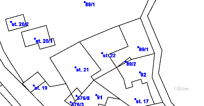 Parcela st. 22 v KÚ Teplá u Třebenic, Katastrální mapa