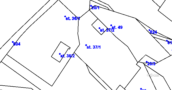 Parcela st. 37/1 v KÚ Teplá u Třebenic, Katastrální mapa