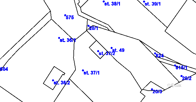 Parcela st. 37/2 v KÚ Teplá u Třebenic, Katastrální mapa