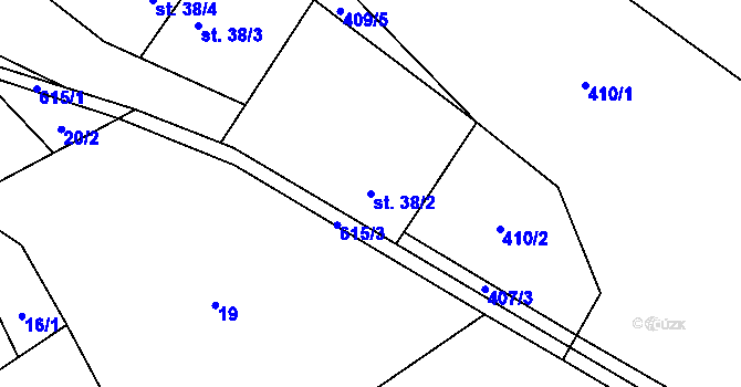 Parcela st. 38/2 v KÚ Teplá u Třebenic, Katastrální mapa