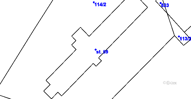 Parcela st. 59 v KÚ Teplá u Třebenic, Katastrální mapa