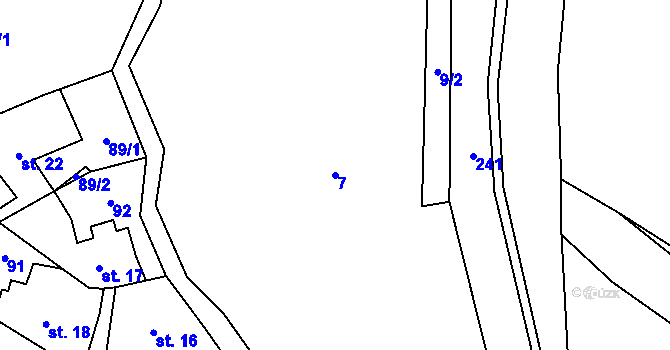 Parcela st. 7 v KÚ Teplá u Třebenic, Katastrální mapa